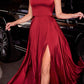 Ladivine B8402 Long Square Neck Pockets Satin A-Line Gown
