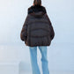Chantal Genuine Fur Trim Down Fill Coat in Chocolate