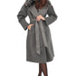 Boston Genuine Silver Fox Cashmere Blend Double-Face Coat in Grey Melange