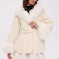 Pre-Order. Re-Stock Ships September 2026. Genuine Polar Fox Fur Wool Hooded Coat