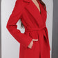 Alaska® Outerwear Company red classic wraparound wool blend overcoat with structured silhouette