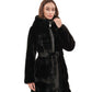 Faux Mink Effect Fur Hooded Coat