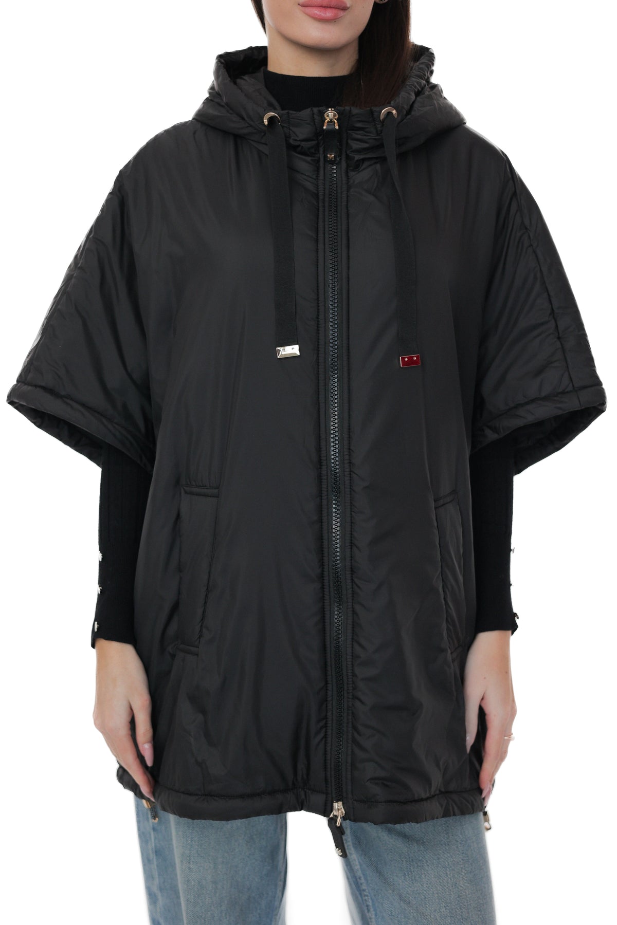 Black hooded vest by Alaska® Outerwear Company, featuring a sleeveless design and zip front