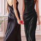 CLEARANCE - Cinderella Divine BD103 Satin Mauve Midi Length Dress Neck (Size S)