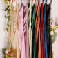 Cinderella Divine BD103 Satin Midi Length Dress High Side Split Cowl Neck