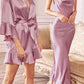 CLEARANCE - Cinderella Divine BD103 Satin Mauve Midi Length Dress Neck (Size S)