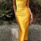 CLEARANCE - Cinderella Divine BD103 Satin Mauve Midi Length Dress Neck (Size S)