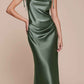 CLEARANCE - Cinderella Divine BD103 Satin Mauve Midi Length Dress Neck (Size S)