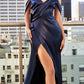 Cinderella Divine BD109 Long Satin Cowl Back Wrap Dress