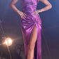Cinderella Divine BD111 Long Satin Fitted Knot Gown with Slit