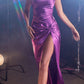 Cinderella Divine BD111 Long Satin Fitted Knot Gown with Slit