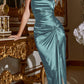 Cinderella Divine BD111 Long Satin Fitted Knot Gown with Slit