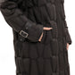 Riley Genuine Fur Trim Down Fill Coat in Black