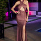 Astee BD7026 Long Halter Cut Out Ruched Dress