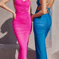 Astee BD7042 Long Ruched Fitted Sheath Gown with Slit