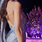 Ladivine BD7045 Long Satin Draped Back Dress Cowl Neckline