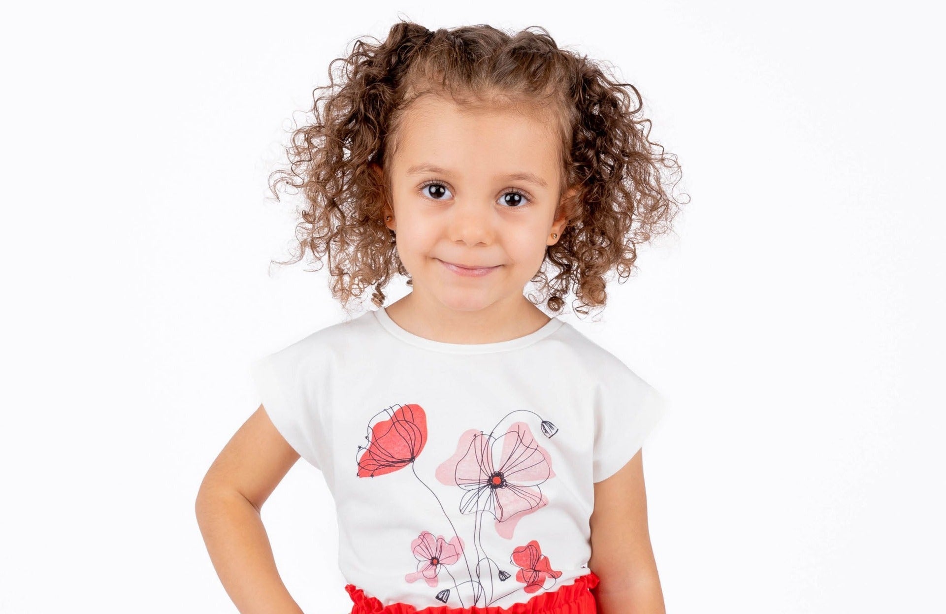 Coral Floral Girls Casual Set-4