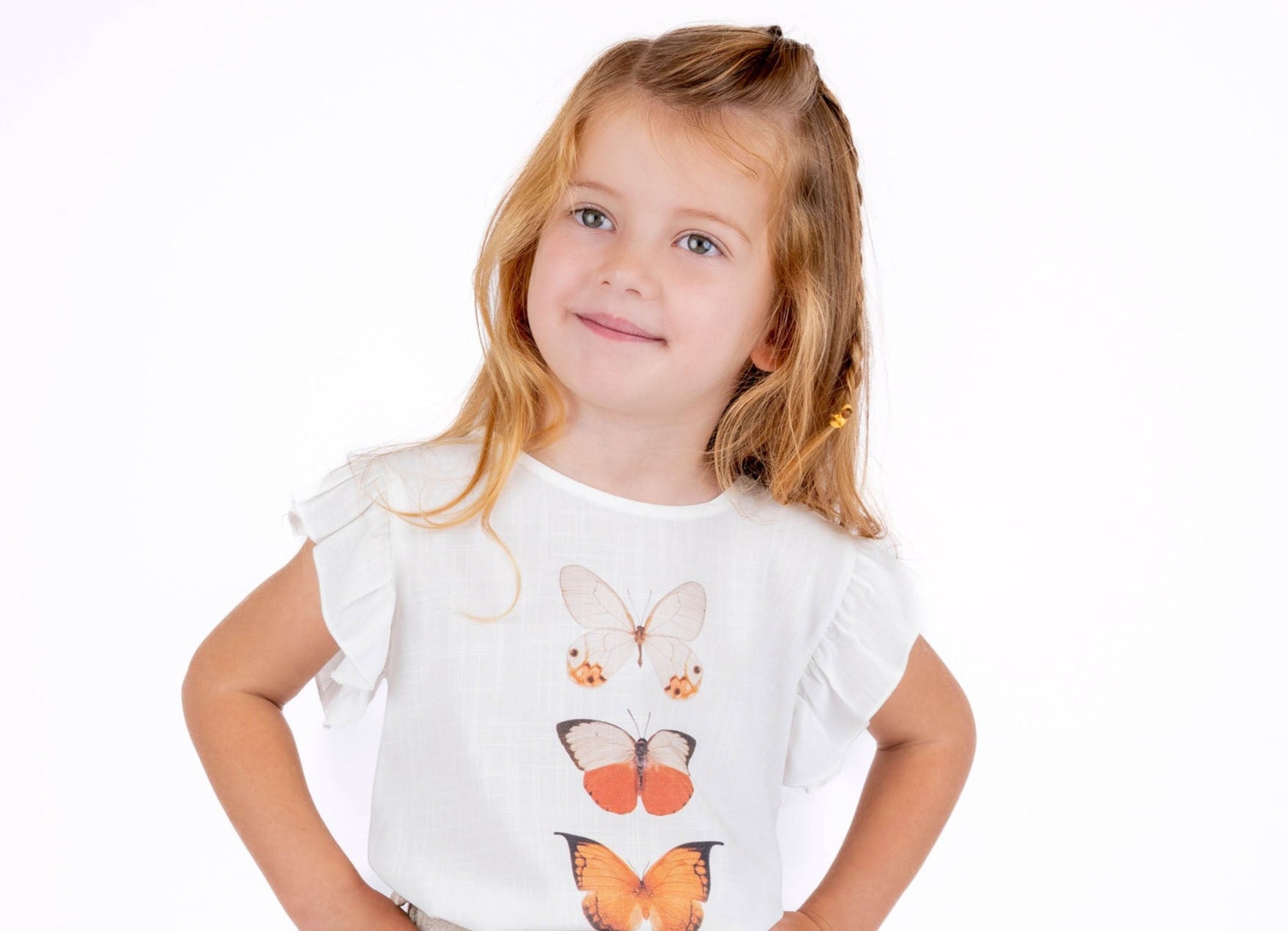 Orange Butterfly Girls Casual Set-1