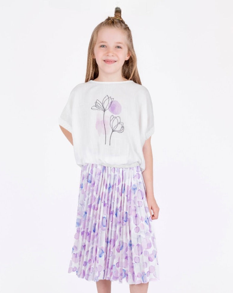 Lilac Flower Girls Casual Set - Farnelli