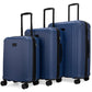 Travelly Evalyn 3-piece expandable luggage set with sleek design, includes multiple sizes for versatile travel.