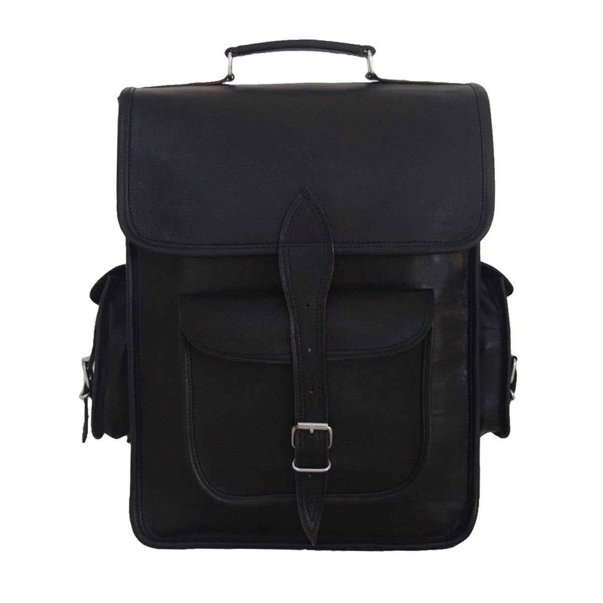 Classy Leather Bags Ghostbuster laptop backpack featuring adjustable straps and a front zip pocket for everyday use.