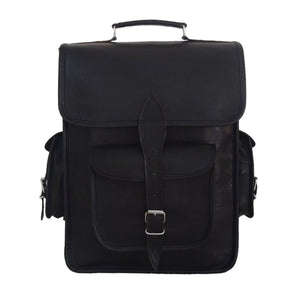 Classy Leather Bags Ghostbuster laptop backpack featuring adjustable straps and a front zip pocket for everyday use.