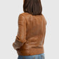 Back view of Whet Blu NYC Rexie women's dark cognac fashion leather jacket