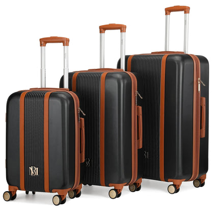 Travellty Mia 3-piece expandable retro luggage set with vintage design and sturdy handles, ideal for travel and storage.