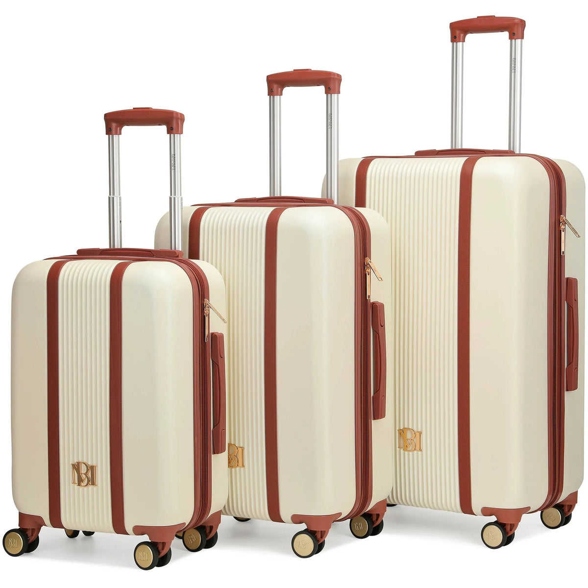 Travellty Mia 3-piece expandable retro luggage set with hard shells and vintage design, perfect for stylish travel.