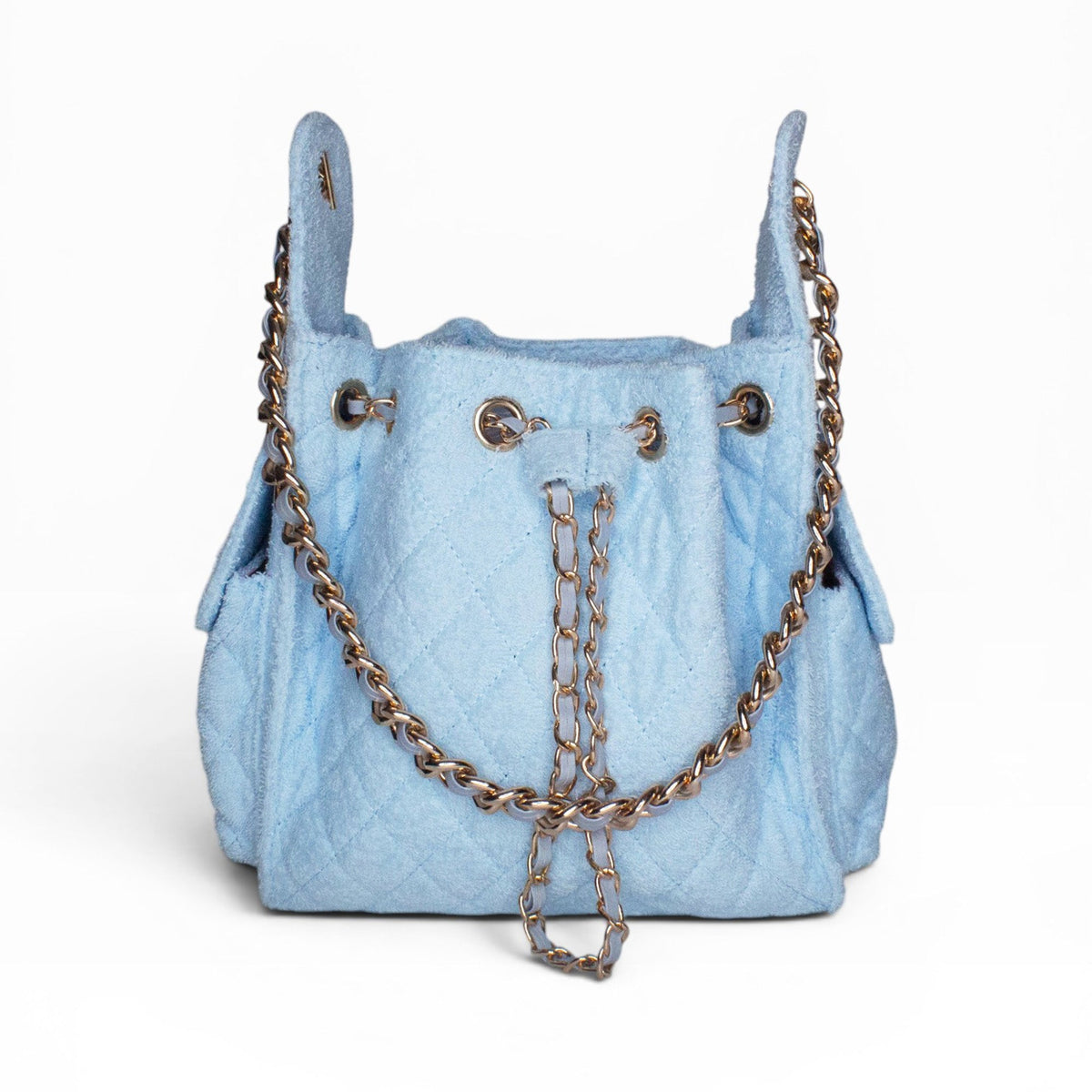 BEACH HAUS Bayshore Bucket Small in powder blue, structured bucket bag with top handles
