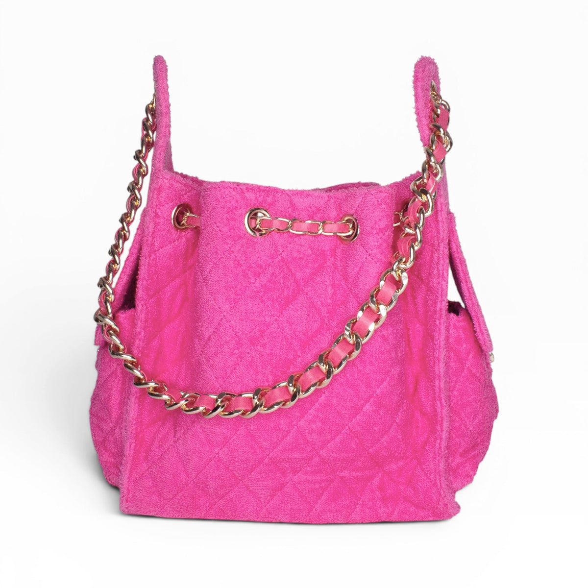 BEACH HAUS Bayshore Bucket Small in fuchsia, compact bucket bag with drawstring closure