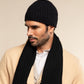 Milano (black) - Italian 100% cashmere ribbed beanie (unisex)