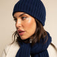Milano (navy blue) - Italian 100% cashmere ribbed beanie (unisex)