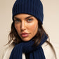 Milano (navy blue) - Italian 100% cashmere ribbed beanie (unisex)