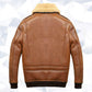 Men’s Aviator Camel Brown A2 Fur Shearling Leather Bomber Jacket