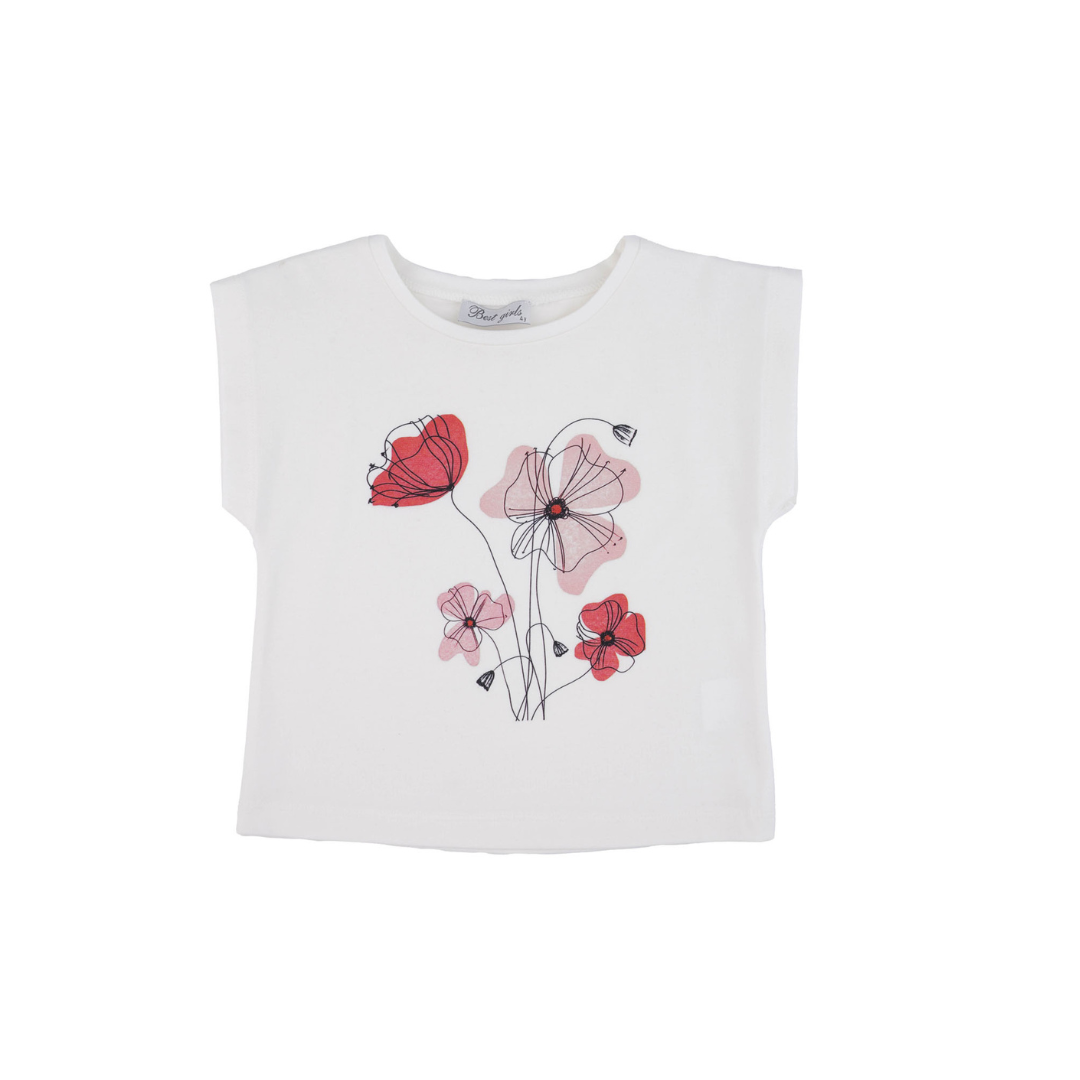 Coral Floral Girls Casual Set-3