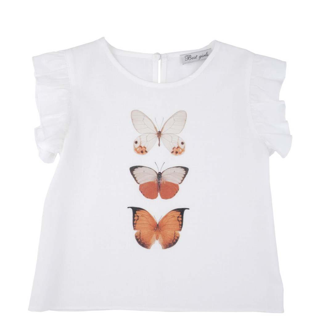 Orange Butterfly Girls Casual Set-3