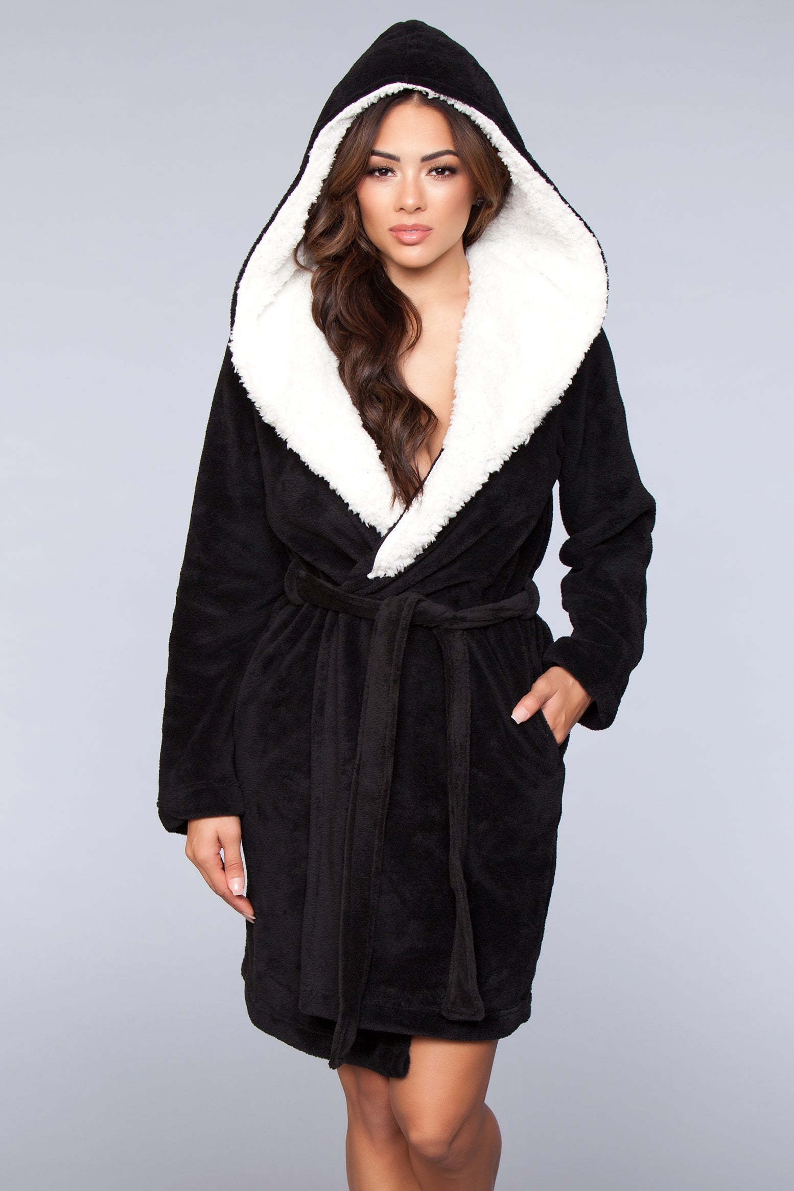 1817 Janet Plush Fleece Color Block Robe-0