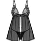Obsessive Blomentis Black Sheer Mesh Babydoll Set-3