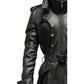 Black Stylish Leather Hooded Coat