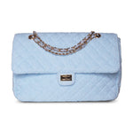 BEACH HAUS Medium Shoreline Flap in powder blue, front view with flap closure and smooth finish