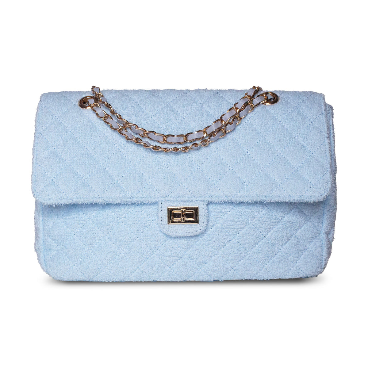 BEACH HAUS Medium Shoreline Flap in powder blue, front view with flap closure and smooth finish