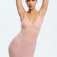 Blush Lotus Rosewater Sheer Mesh Lace Trim Slip Dress-0