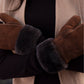 Brooke (brown) – Suede mittens with luxurious sheep fur lining