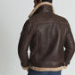 Brown Aviator Leather Jacket with Shearling Collar