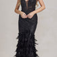 Nox Anabel C1111 Glitter Feather Skirt Mermaid Gown