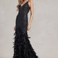 Nox Anabel C1111 Glitter Feather Skirt Mermaid Gown