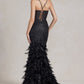 Nox Anabel C1111 Glitter Feather Skirt Mermaid Gown