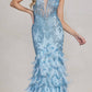 Nox Anabel C1111 Glitter Feather Skirt Mermaid Gown