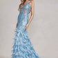 Nox Anabel C1111 Glitter Feather Skirt Mermaid Gown